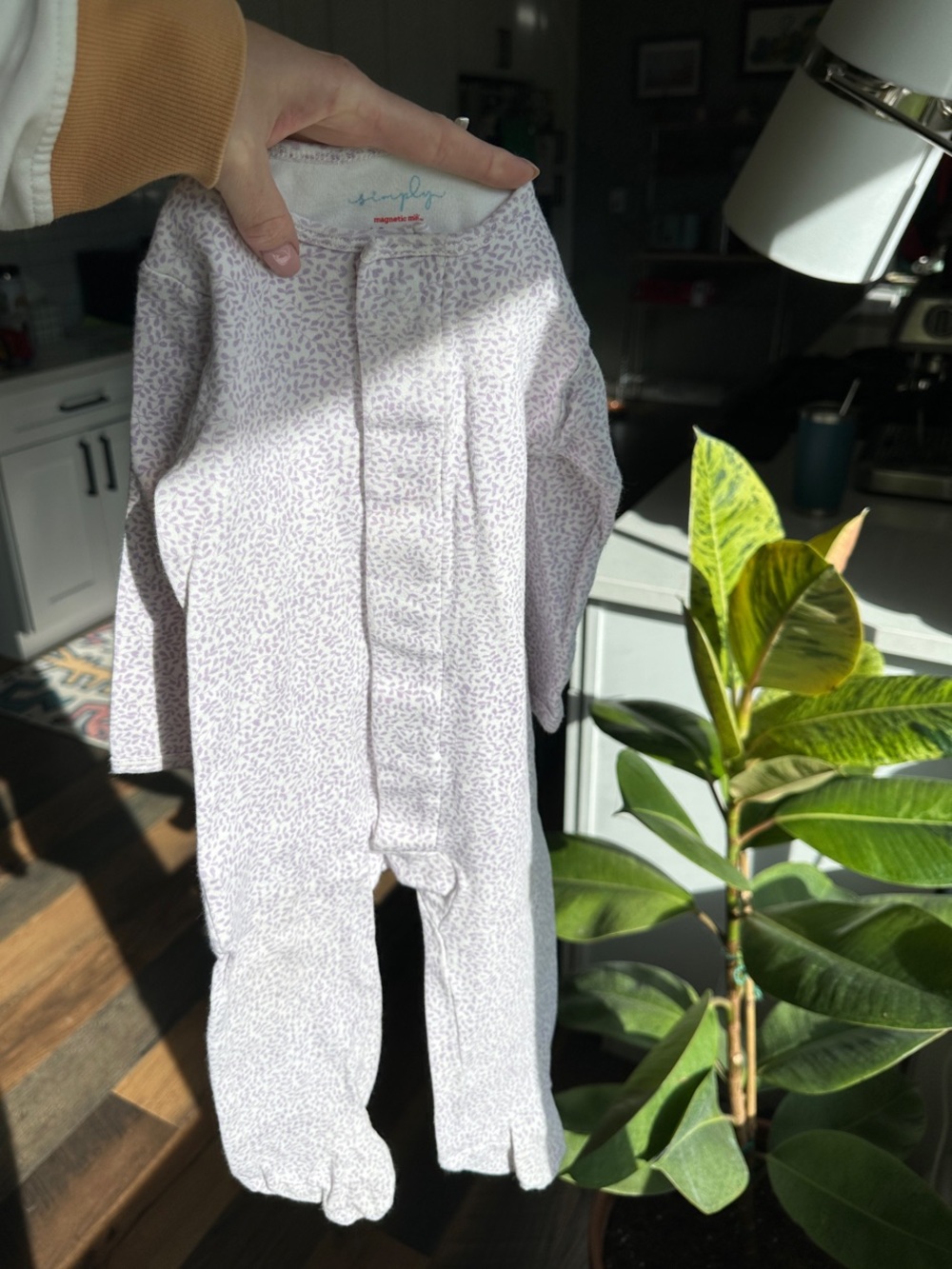Magnetic Me ORGANIC COTTON Light Purple Floral Footed One-Piece